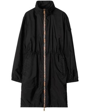 Burberry Check Motif Nylon Rain Jacket - Black