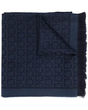 Ferragamo Gancini Wool Scarf - Blue