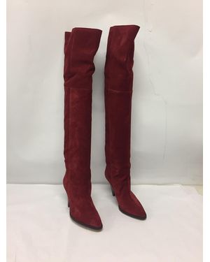 Isabel Marant Riria Suede Knee High Boots - Red