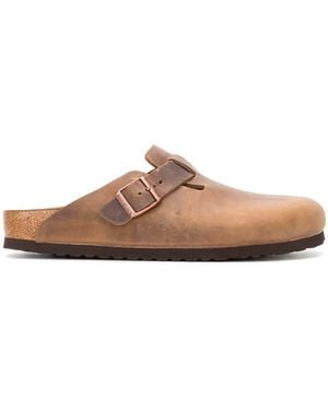 Birkenstock Boston Leather Mule Shoes - Brown