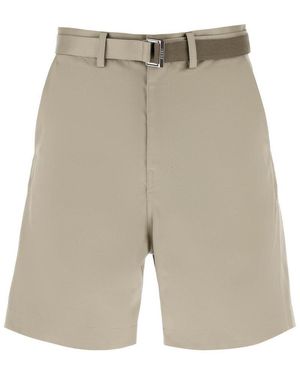 Sacai Cotton Belted Shorts - Natural