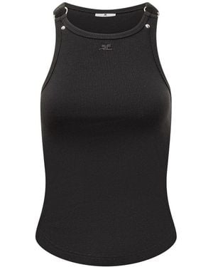 Courreges Buckle 90's Rib Top - Black