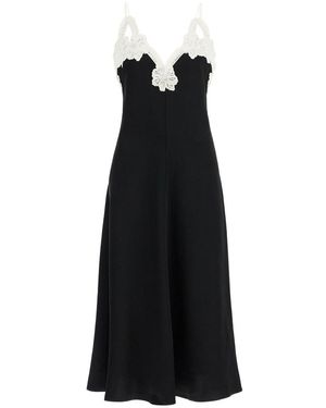 Jil Sander Lace-Trimmed Slip Dress With - Black