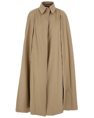 FEDERICA TOSI Cape With Collar And Hidden Closure - Natural