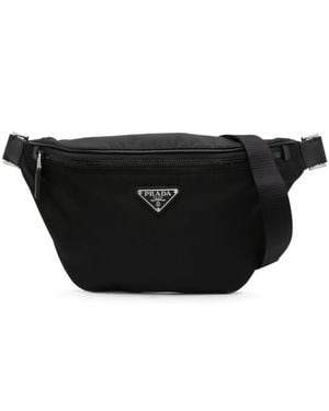 Prada Re-Nylon Enamel-Logo Belt Bag - Black