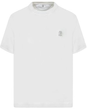 Brunello Cucinelli Logo Cotton T-Shirt - White