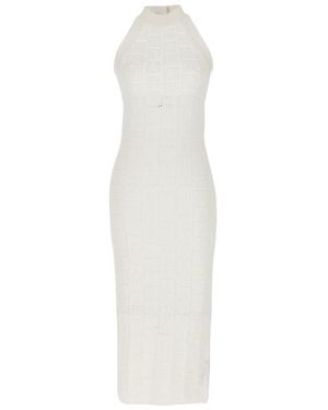 Balmain Monogrammed Knit Dress - White