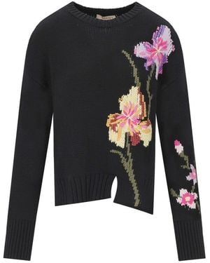 Twinset Crewneck Jumper With Embroidery - Black