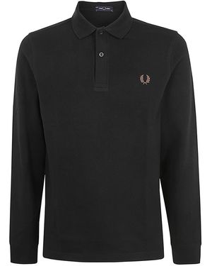 Fred Perry Long Sleeve Plain Shirt - Black