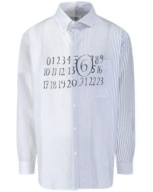 MM6 by Maison Martin Margiela Numbers Print Long Sleeve Shirt - Blue