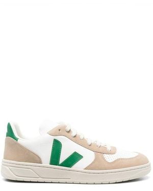 Veja V10 Chromefree Leather Trainers Shoes - White