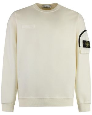 Stone Island Cotton Crew-Neck Sweatshirt - White