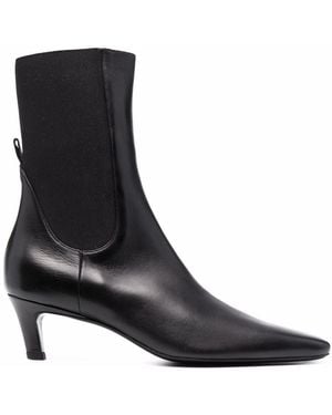 TOTEME Leather Mid Heel Boots - Black