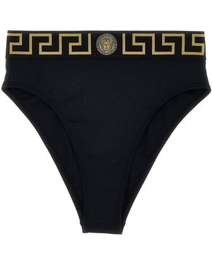 Versace Greca High Waist Bikini Bottom - Blue