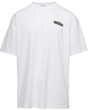 Cultura Crewneck T-Shirt With Skate Logo Print - White