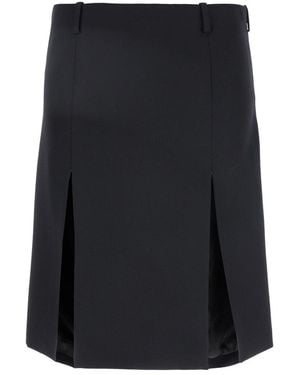 The Attico Skirt With Two Front Slits And Logo Plaque On The Rear - Black