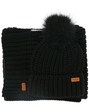 Barbour Saltburn Beanie + Scarf Set - Black