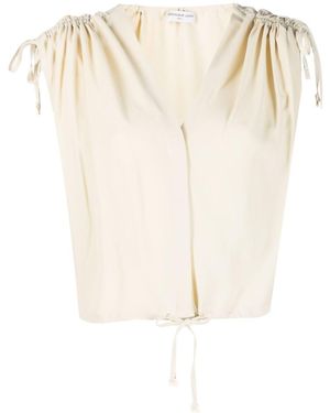 Veronique Leroy Silk-Crepe Gather Top - Natural