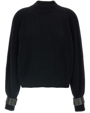 Brunello Cucinelli 'Monile' Cuffs Jumper - Black
