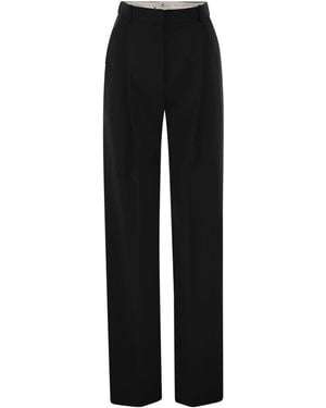 Elisabetta Franchi Crepe Trousers With Satin Details - Black