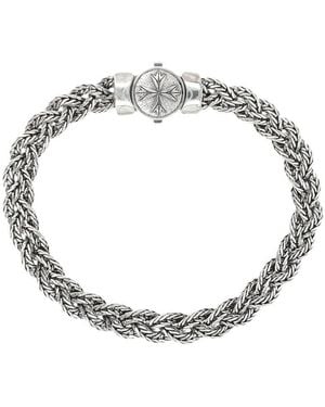 Emanuele Bicocchi Small Diamond-Cut Flat Braided Bracelet - Metallic