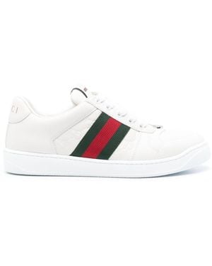 Gucci Screener Leather Trainers - White