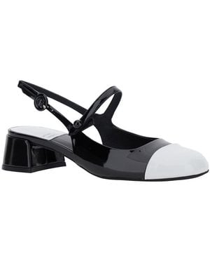 Jeffrey Campbell 'Cou-Cou' Slingback Court Shoes With Low Block Heel And Contrasting Toe - White