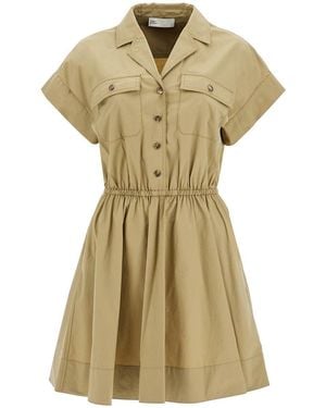 Tory Burch Mini Poplin Chemisier Dress - Natural