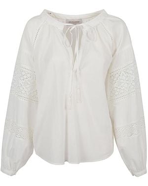 ERMANNO FIRENZE Cotton Shirt With Lace Details - White