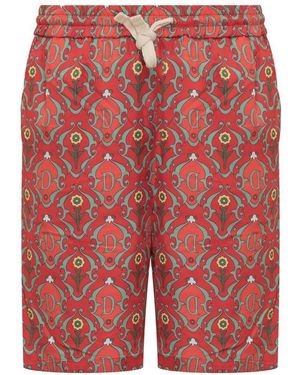 Drole de Monsieur Ornements Printed Bermuda Shorts - Red