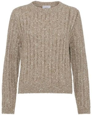 Brunello Cucinelli Wool Crewneck Jumper - Natural