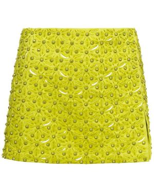 DES_PHEMMES Mini Skirt With Crystal All Over - Yellow