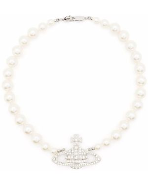 Vivienne Westwood One Row Pearl Bas Relief Accessories - White