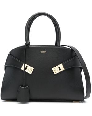 Ferragamo Hug Small Leahter Tote Bag - Black