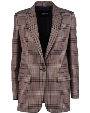 Dondup Prince Of Wales Single-Breasted Blazer - Brown