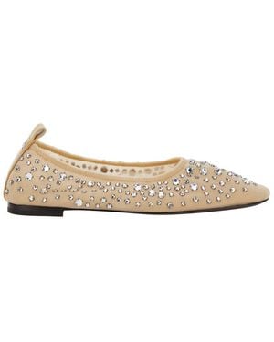 Tory Burch Ballet Flats With All-Over Crystals Application - Natural