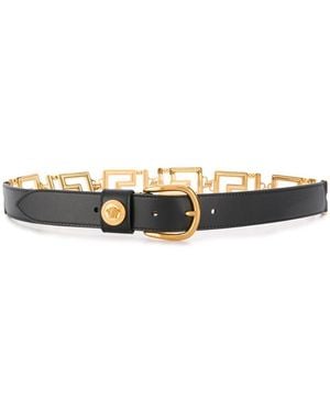 Versace Belt With Greek Key Buckle - Natural