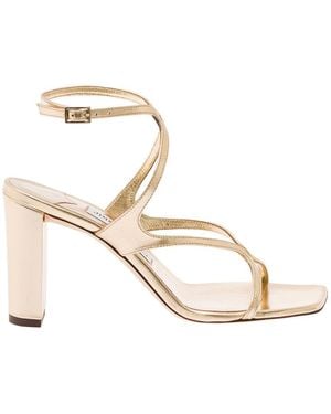 Jimmy Choo 'Azie' -Tone Low Top Sandals With Squared Toe - Natural