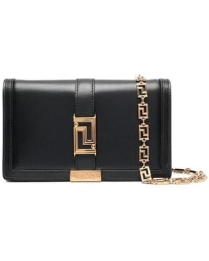 Versace Greca Goddess Mini Leather Crossbody Bag - Black