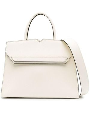 Valextra Duetto Leather Handbag - Natural