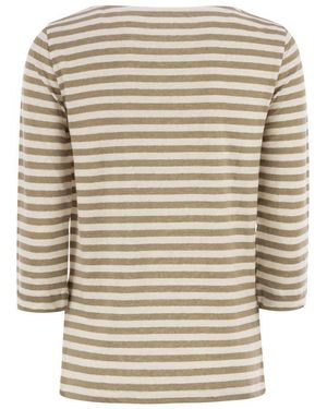 Majestic Filatures Striped Linen Boat Neck T-Shirt in Gray