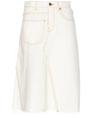 Tory Burch Denim Midi Skirt - White