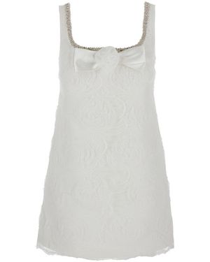 Self-Portrait Tulle Lace Mini Dress - White