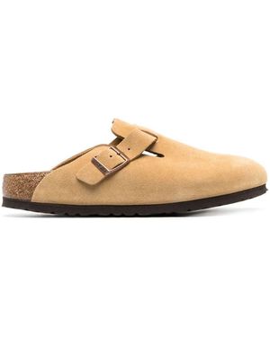 Birkenstock Boston Suede Leather Slippers - Natural