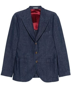 Brunello Cucinelli Denim Single-Breasted Jacket - Blue