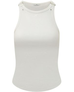 Courreges Buckle 90's Rib Top - White