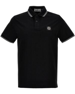 Stone Island Logo Badge Polo Shirt - Black