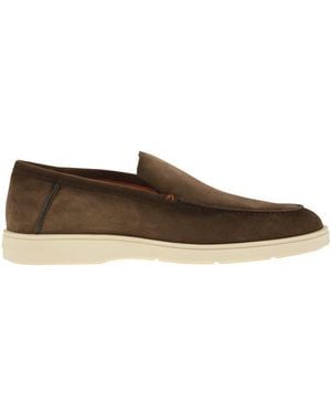 Santoni Suede Moccasin - Brown