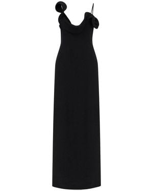 Magda Butrym Long Dress With Sculptural Neckline - Black