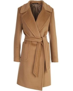 Tagliatore Long Coat W/Belt - Brown